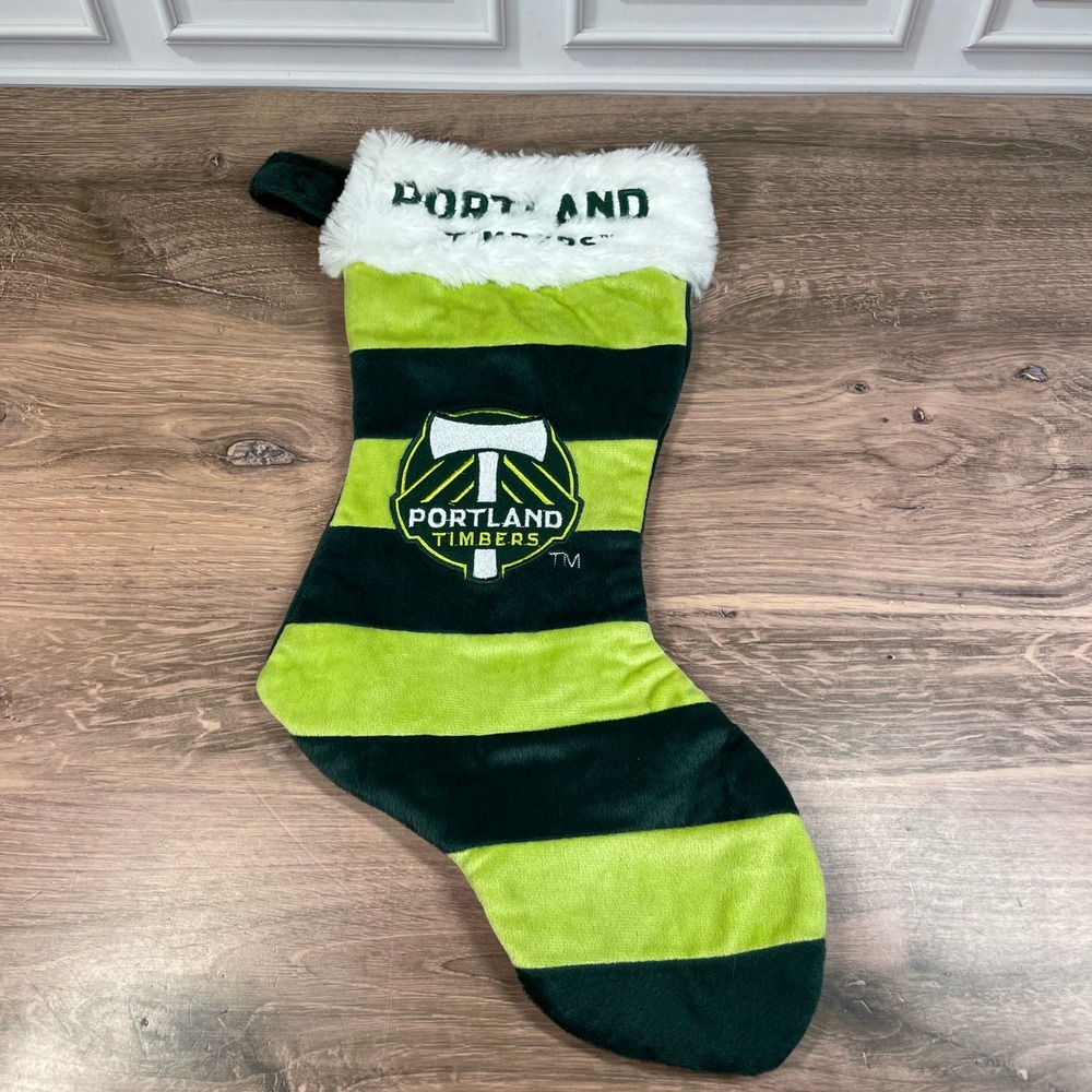 MLS Portland Timbers 17in Christmas Stocking Plush Green Striped Embroidered